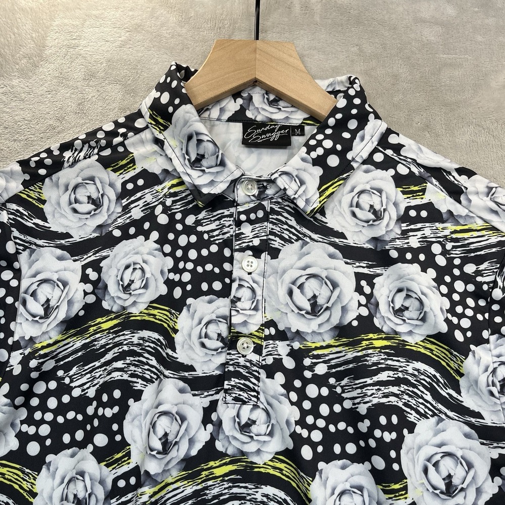 Sunday‎ Swagger Shirt Mens M Golf Stretch Performance Floral